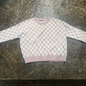 Pink Checkered Women's Sweater